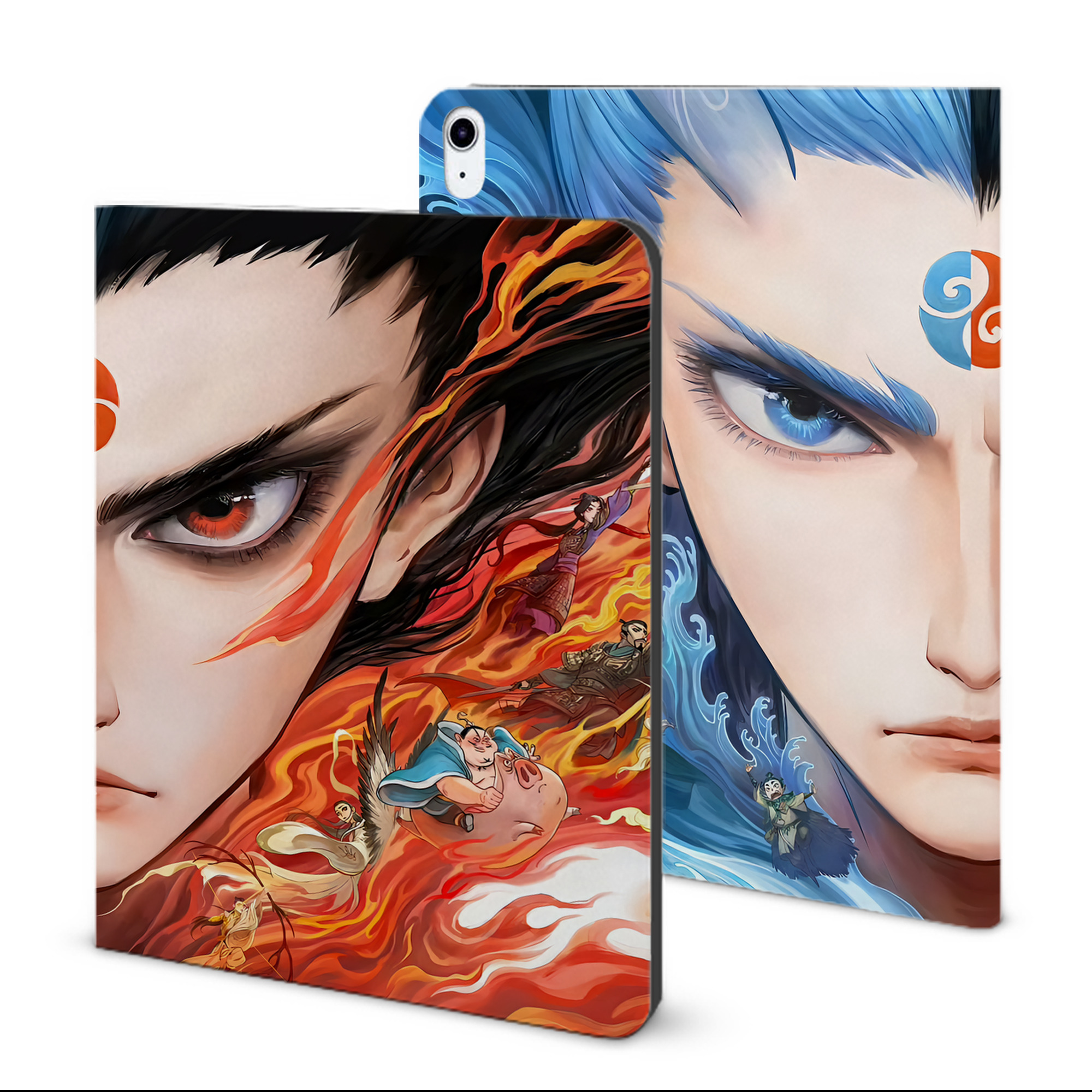 （画像用） Ne Zha 2 ナタ 魔童の大暴れ IPad ケース ブック型 PUレザー TPU 耐衝撃 軽量 薄型 ペン収納なし 全面保護 IPad 各モデル対応